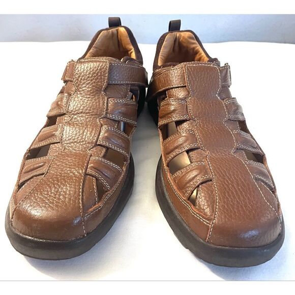 Dr. Comfort Fisherman Sandals Brown Padded Collar Hook Loop Leather Men’s 12 M main image 6